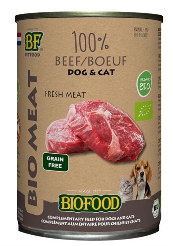 BIOFOOD 100% Rindfleisch Hunde & Katzen 12 x 400 Gramm