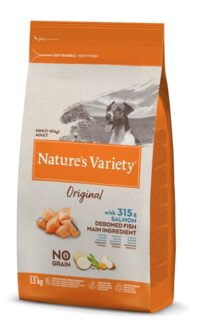 NATURES VARIETY Original Mini-Lachs ohne Getreide Adult 600 g / 1,5 Kg / 7 Kg