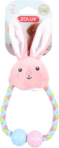 ZOLUX Kleines Plüsch-Kaninchen mit Seil rosa für Welpen