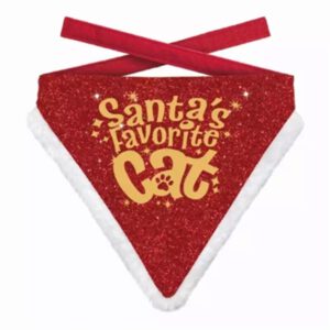 Plenty Gifts Weihnachtsbandana Santas Lieblingskatze Rot Gold