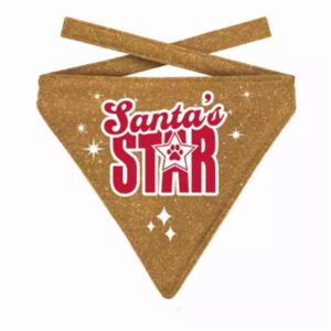 Plenty Gifts Weihnachtsbandana Santa’s Star Glitter Gold