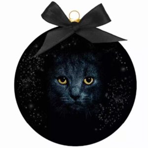 Plenty Gifts Weihnachtskugel Gefrostet Schwarz Katzenaugen Schwarz